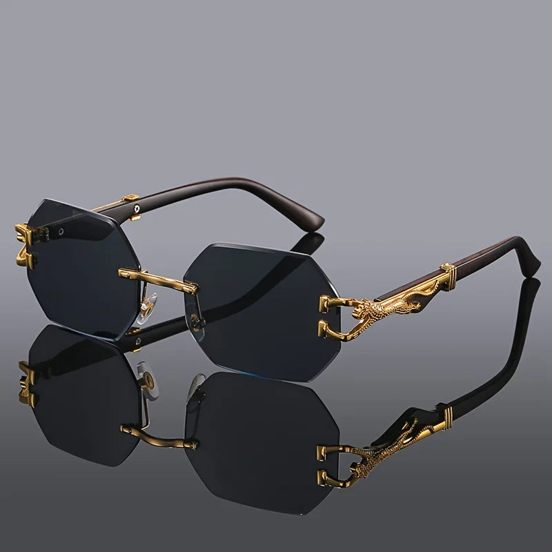 Geometric Leopard Print Sport Glasses For Women, Lightweight & Durable Composite Frame, Trendy Streetwear Glasses